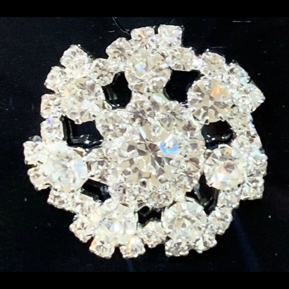 One Rhinestone crystal silver Shank Button Sewing - Picture 2 of 7